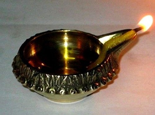 Artcollectibles India latón lámpara de aceite decorativa tipo Diya, Kuber Diya hindú rituales Rakhi Tika Puja