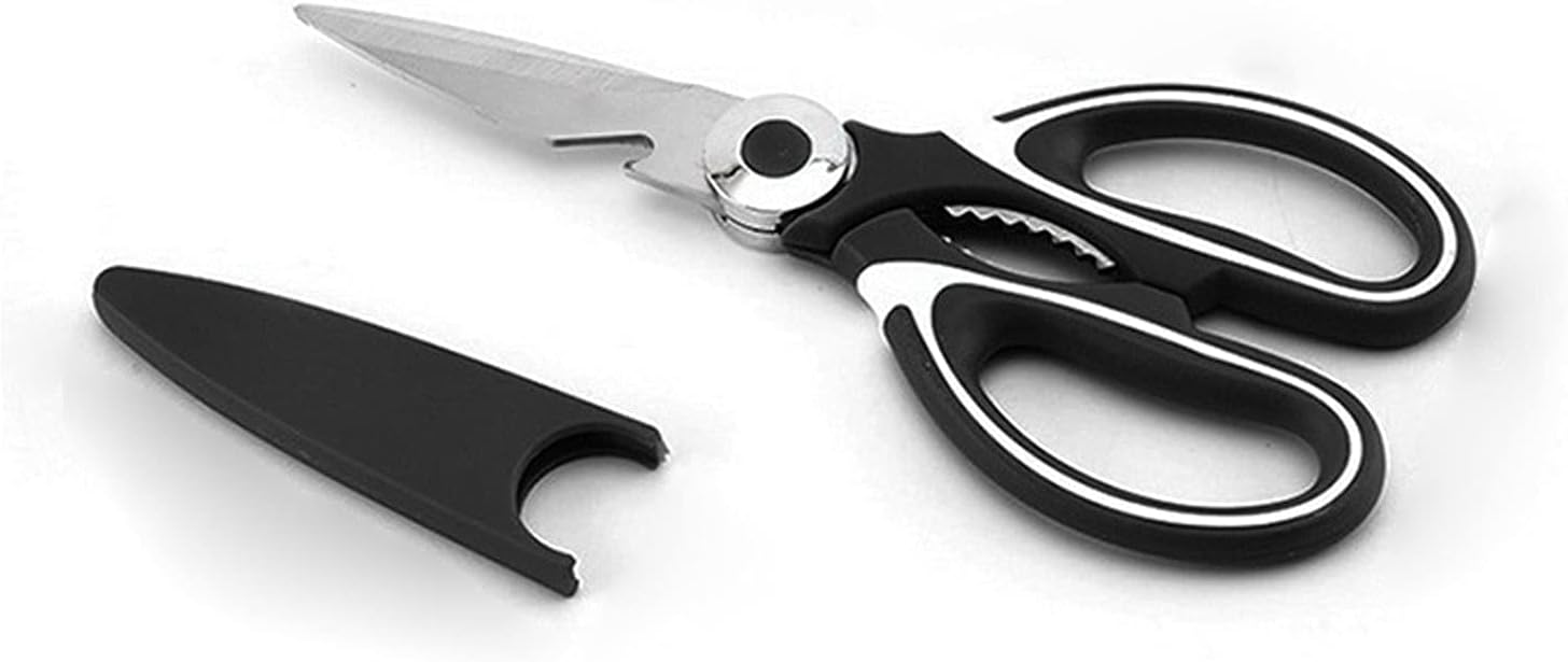 Kitchen Scissor Stainless Steel Kitchen Scissors Multipurposes Shears Tool for Meat Vegetables Herb Scissors BBQ(White)