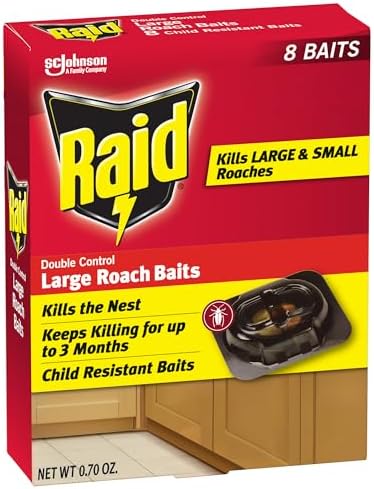 Raid Double Control Large Roach Killer Baits, Child Resistant, 8 Count