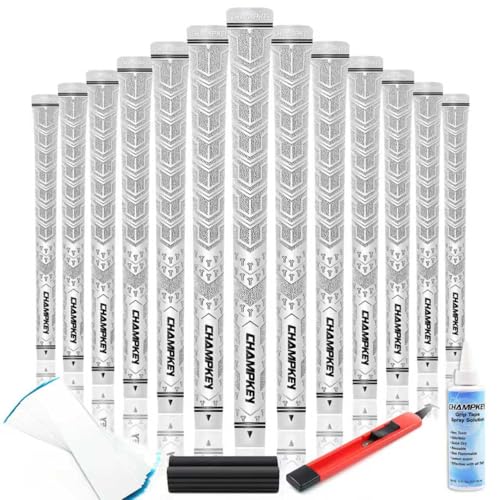 Grip de golf Champkey Y-Pro avec kit complet de 13 pièces en caoutchouc blanc pour clubs Taille Moyenne