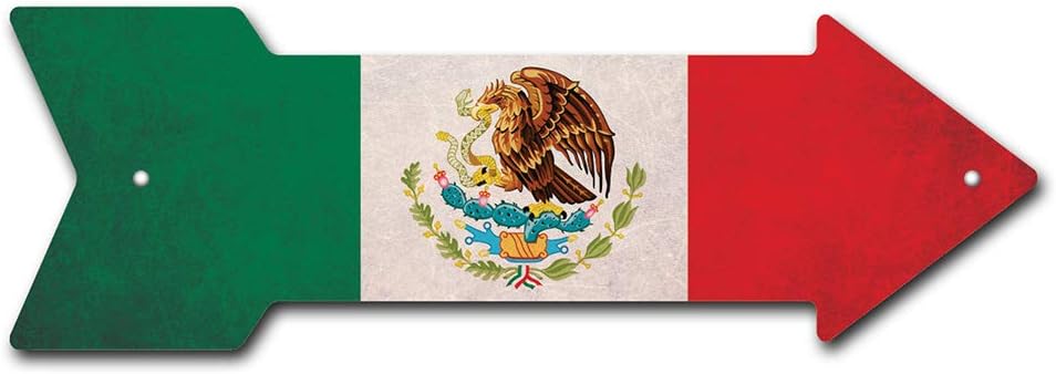 Mexico Flag Arrow Sign | Indoor/Outdoor | Direction Arrow Sign Funny Home Décor for Garages, Living Rooms, Bedroom, Offices | SignMission Personalized Gift | 36" Wide