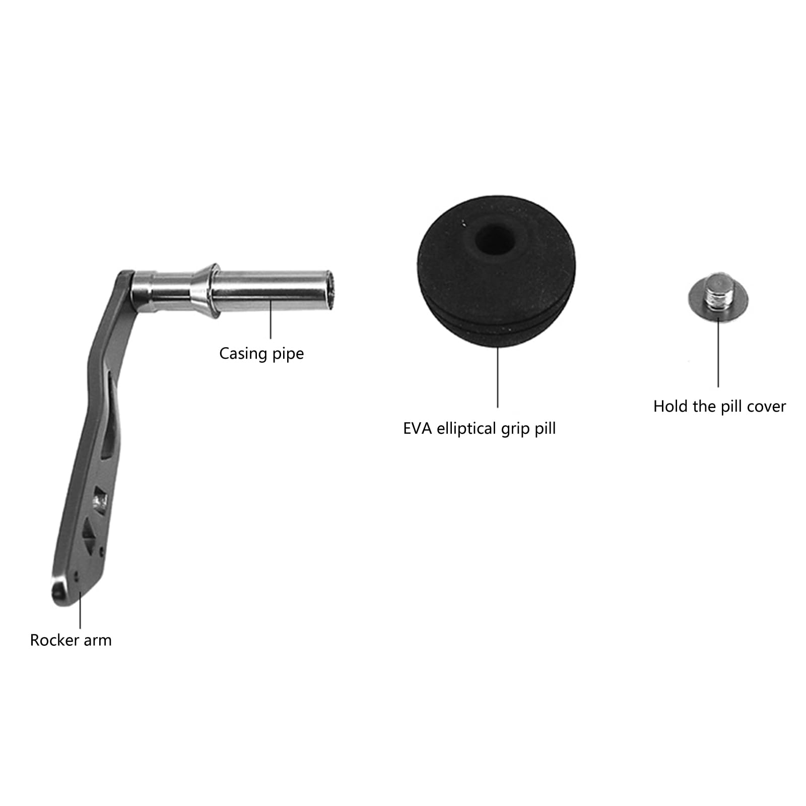 PATIKIL Maniglia di Ricambio per Mulinello da Pesca, 2pz Manovella in Metallo con Braccio Rotante e Impugnatura in Legno per Accessori Mulinello Pesca per Mulinelli Serie 5000-7000 (80mm
