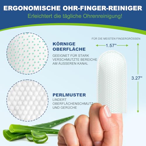 BALORIZ Ohrenreinigung für Hunde, Finger-Ohrenreinigung für Hunde und Katzen, entfernen sanft Ohrenschmalz, beruhigen und desodorieren, lindern Ohrenjucken, Haustierbedarf, 60er-Pack