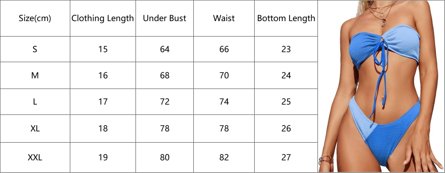 High Cut Bandeau Bikini Sets for Women Swimsuits 2 Pieces