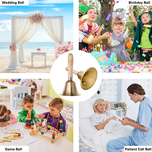 Dreokee Hand Bell 3.15 Inch Hand Call Bell With Solid Brass Wooden Handle Loud Handbell Dinner Call Bell For Adults Multi-Purpose For Weddings, Christmas, School, Service, Game, Animal #TOP3