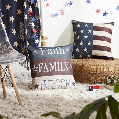 Vhcbrandsfaithfamilyfreedompillowcoversetof220x20decorativepatrioticthrowpillowcoversusaamericanadecorforindependancedayand4thofjulyinsertsnotincluded  Urban Country Home Decor Vhc brands faith family freedom pillow cover set of 2 20×20 decorative patriotic throw pillow covers usa americana decor for independance day and 4th of july inserts not included  urban country home decor