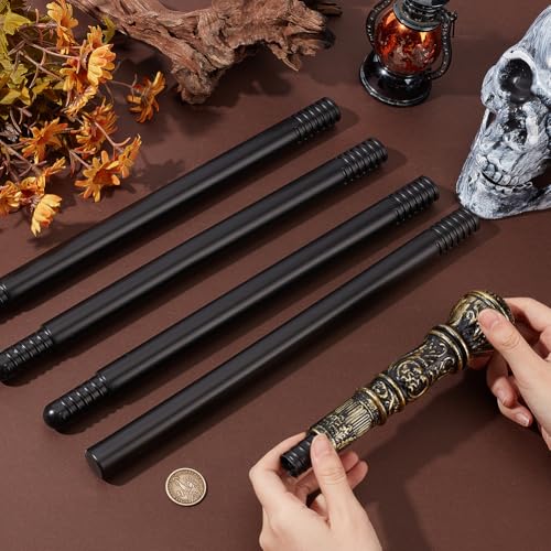 Image of GORGECRAFT Halloween Cosplay Antique Cane Vintage Walking Stick 145cm Costume Cane Plastic Punk Prop with Antique Golden Top Handle Knob Pretend Play Royalty Scepter Wand for Themed Events Stage Show