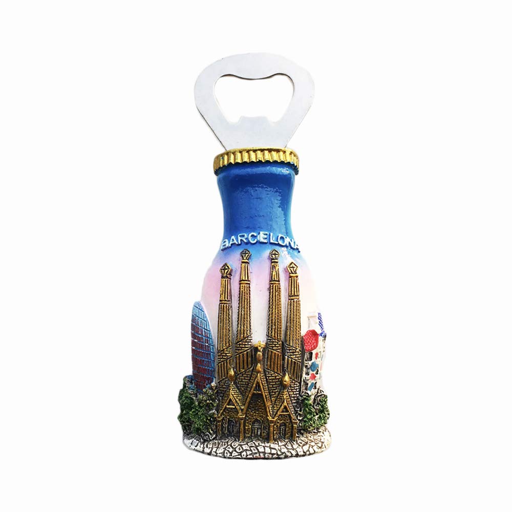 3D Barcellona Spagna Landmark frigorifero magnete in resina souvenir apribottiglie, fatto a mano, decorazione per la casa e la cucina