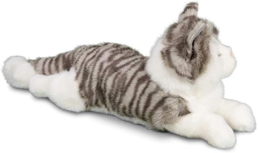 Douglas Smokey Gray Cat Plush Stuffed Animal – 19-Inch Soft & Realistic Gray and White Tabby Plush Toy for Kids, Toddlers & Cat Lovers