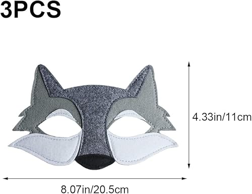 Miniatura 6 de LIUHUIZEYU Máscara de animales de lobo, máscara de fieltro de media cara, máscara creativa de animal para disfraz de cosplay, carnaval, fiesta,