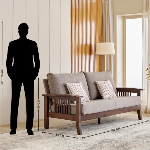 Image of Home Centre Abby Fabric 3+2 Seater Sofa with Cushions - Brown