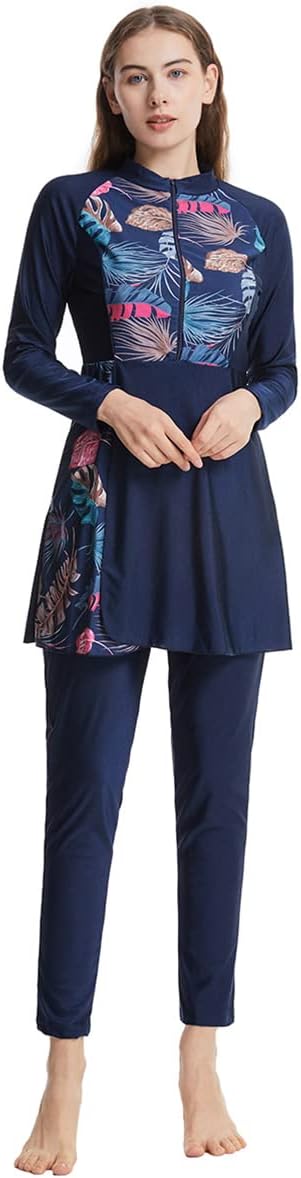 Womens Burkini Swimsuits Muslim Modest Swimwear Islamic Full Body Swimming Top Pants Hijab Long Sleeve Rash Guard