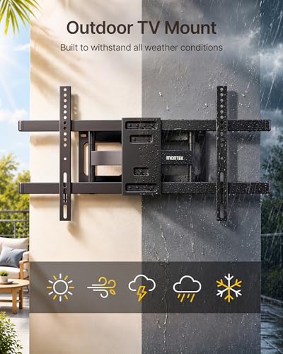 Image of monTEK Outdoor TV Mount for 37-86 Inch TVs, Weatherproof Full Motion TV Wall Mount, 96H Salt Spray Tested with Stainless Steel Hardware, Anti-Rust TV Bracket for Patio & Gazebo, Holds 132 lbs