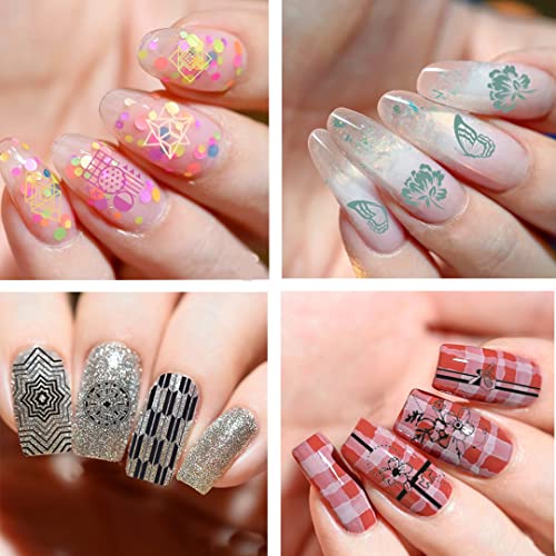 Biutee Christmasnail Stamp Plate Kit Jelly Silicone Clear Stamper Nail Art Stamping Plate French Tip Template Nail Rhinestone Decoration Scraper Deer #TOP4