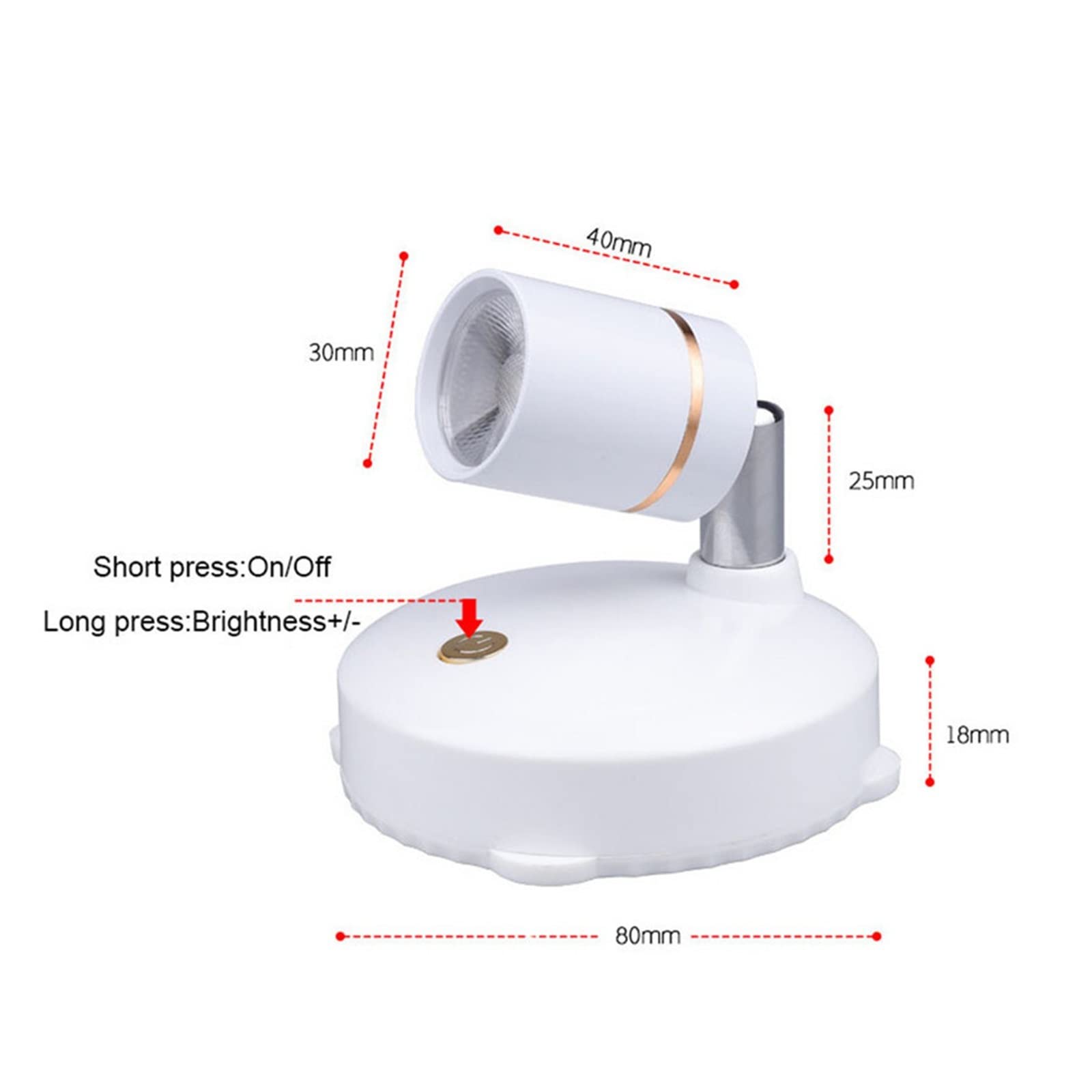USB Recargable Led Downlight Control Remoto Sensor táctil Lámpara de Interior Regulable (Blanco) for vestíbulo, Dormitorio