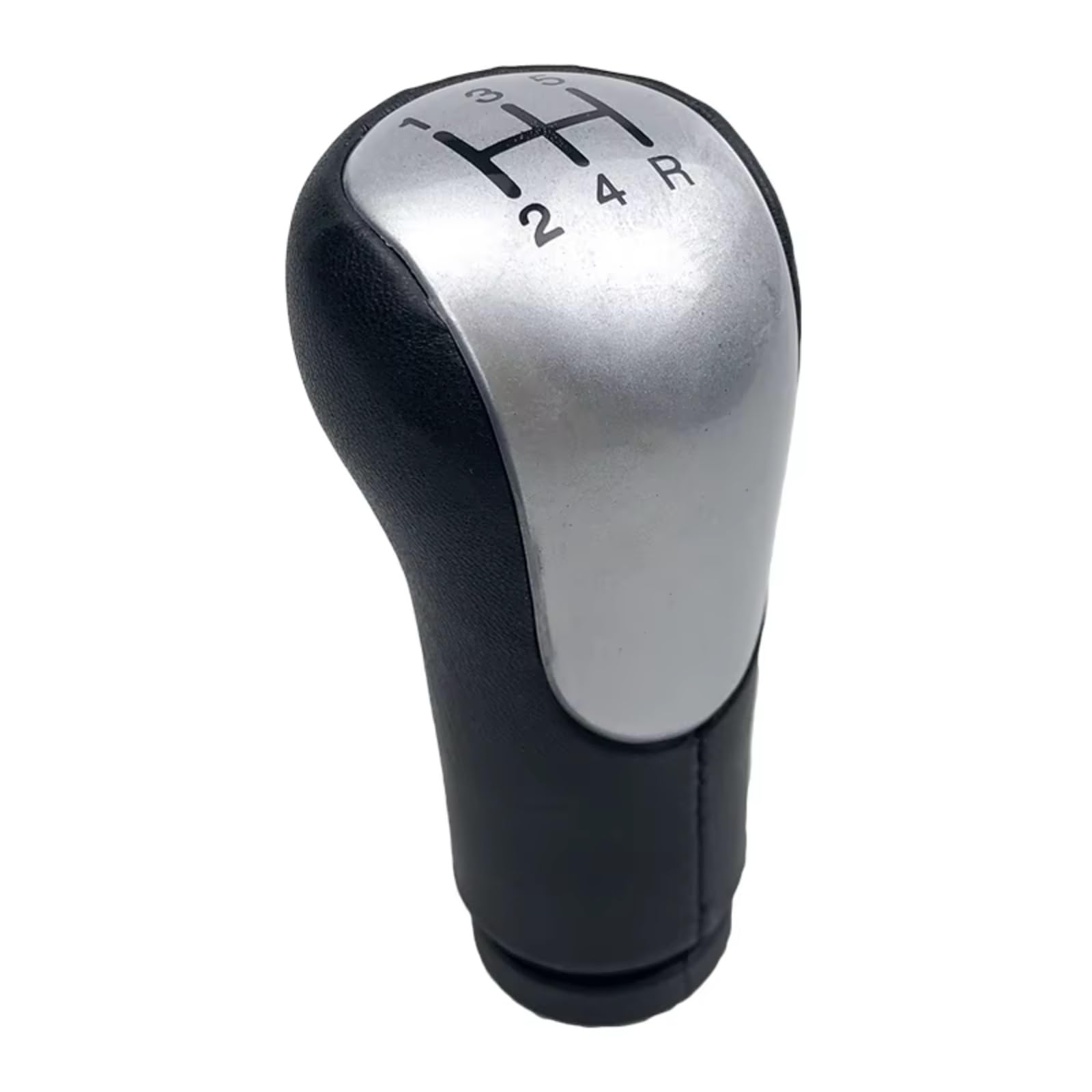 HILLAR Car Gear Stick Knob for Fiesta for Fusion for Transit for Connect 2002-2008 Leather Gear Shift Knob Shifter Gaiter Boot Cover Case(5 Speed Silver)