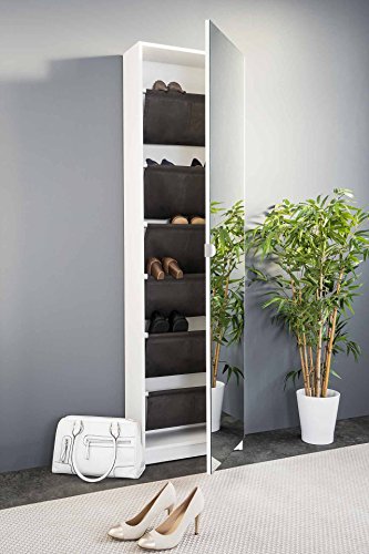 lifestyle4living Schuhschrank in modernem weiß mit praktischer Spiegeltür und viel Stauraum für Ihre Schuhe! Cover