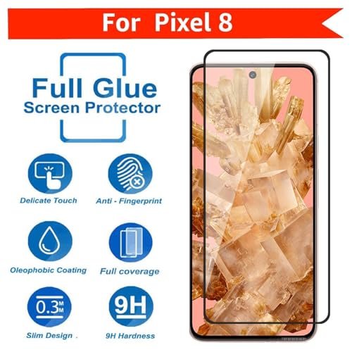 Image of Tempered Glass for Google Pixel 8 (6.2 Inch) With Installation Kit | Military-Grade Gorilla Screen Protector | Edge to Edge Coverage | Black [Pack of 1]