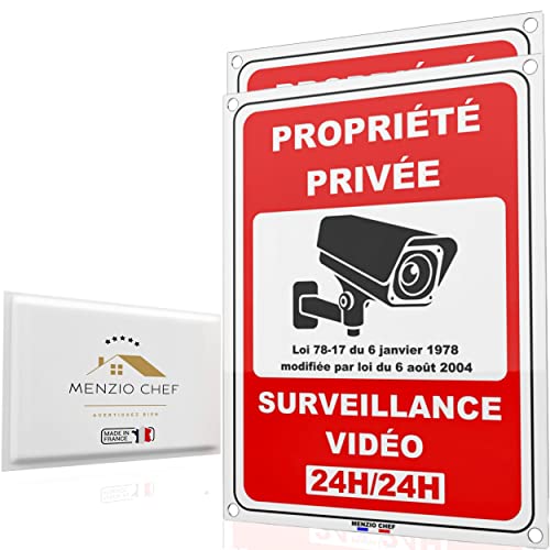 panneau propriété privée vidéo surveillance en PVC 200mm X 150mm fabriqué en France Qualité supérieur- MENZIO CHEF (2)