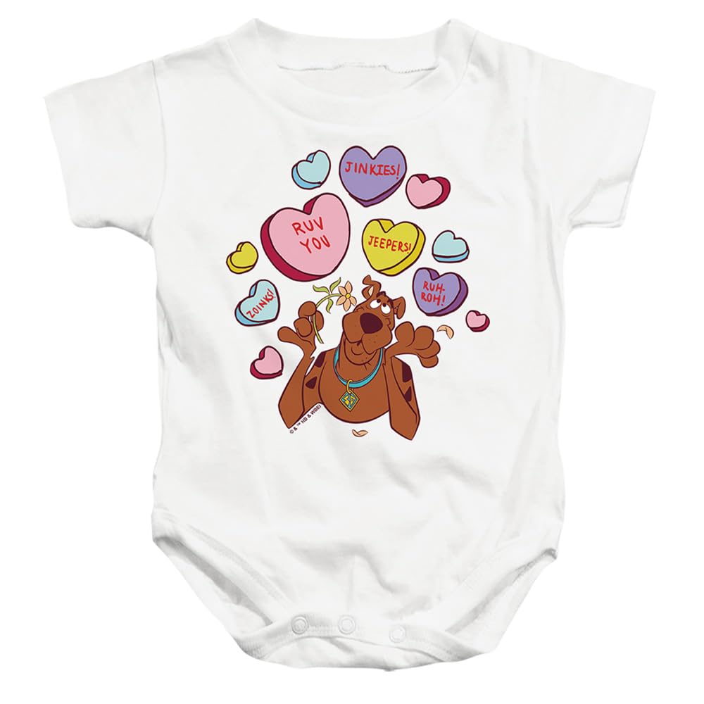 Scooby Doo! Valentine's Day Heart Candy Unisex Infant Snap Suit for Baby (12 Months) White