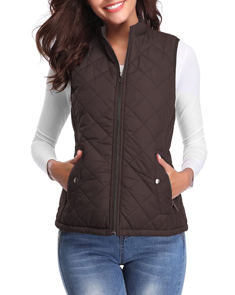 fuinloth Gilet Donna Smanicato Invernale Panciotto Dritto Collarei Giacche Ultraleggeri Senza Maniche Giacca con Tasca con Cerniera