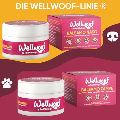 Wellwoof 100% Natürliches Nasenbalsam für Hunde - Repariert und Schützt Rissige Hundenase mit - Vegane & beim Ablecken Nicht Giftige Nasenpflege Hund - Made in Italy