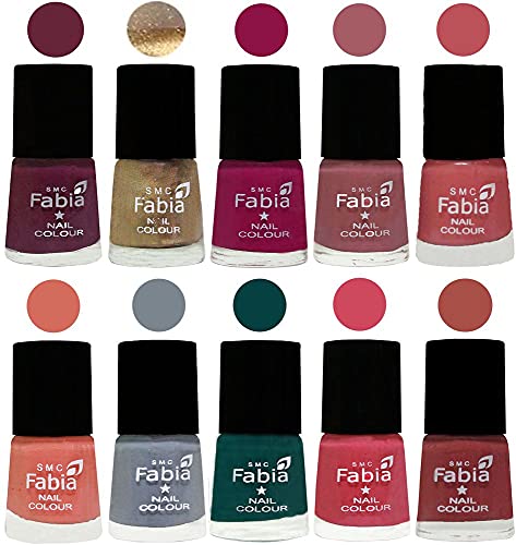 Image of ALL IN ONE (PACK OF 10), Long Lasting Glossy Nail Polish, 6 ml Each, All Vibrant Colours,01899