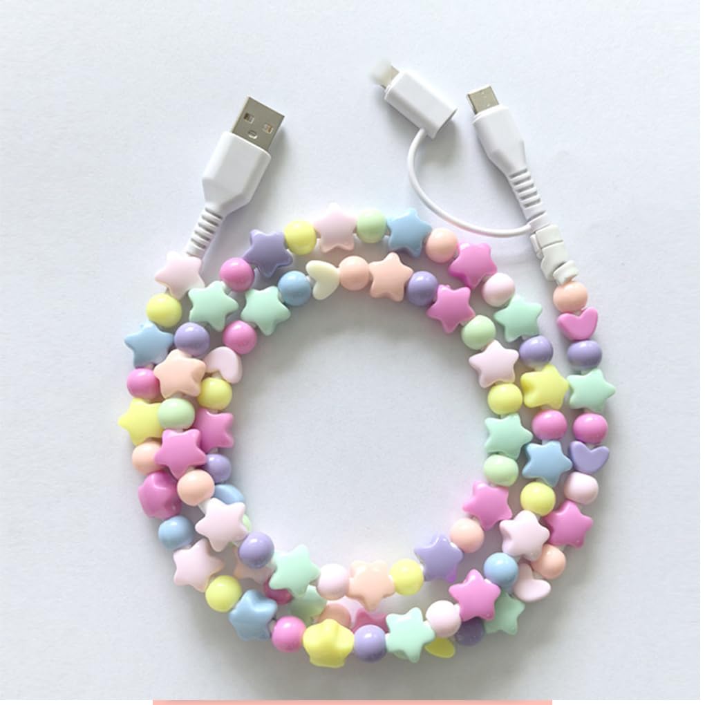Câble Chargeur USB Vers Type-C Avec Perles Colorées - 1M PVC Durable Et Stylé