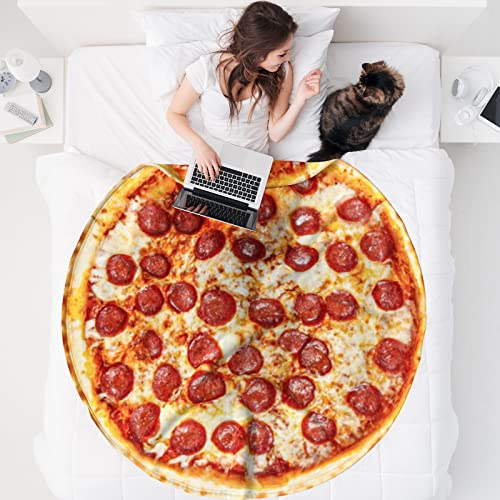 Qiyi Pizza Blanket 2.0 Double Sided For Adult And Kids, Giant Funny Food Throw Blanket, Novelty Round Taco Blanket, Warm Soft Tortilla Blanket 60" In Diameter, Prosciutto Pizza 2 #TOP1