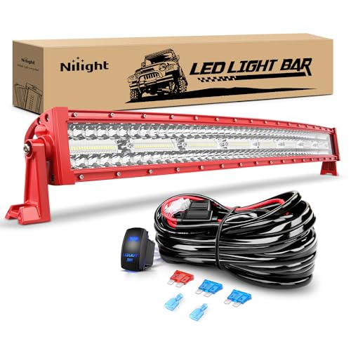 Image of Nilight LED Light Bar 33 Inch with Wiring Kit on Truck SUV UTV, Red Shell