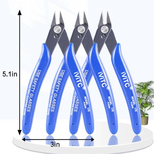 Image of 2 pcs Wire Cutters Set, Ultra Sharp Flush Cutters, Carbon Steel Wire Cutters for Crafting, Electronics, 3D Prints, Jewelry Making, Model Sprue, Zip Ties