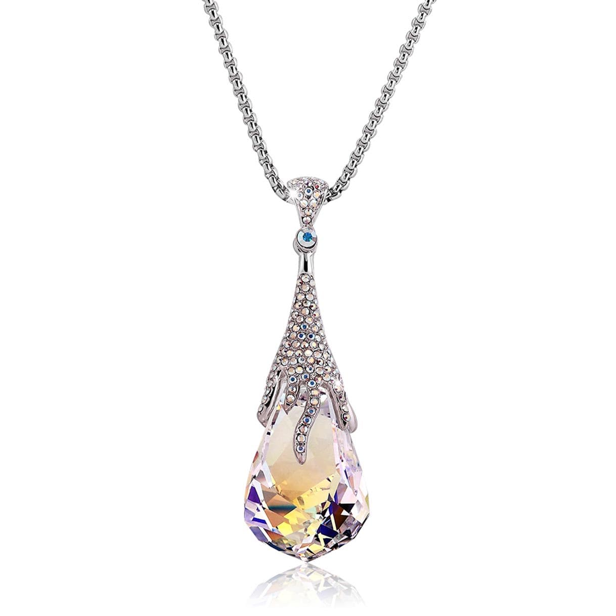 Richapex Solid Long Necklaces for Women Austria Crystal Pendant Rhombic Rhinestone Pendant Y Necklaces Fashion Jewelry