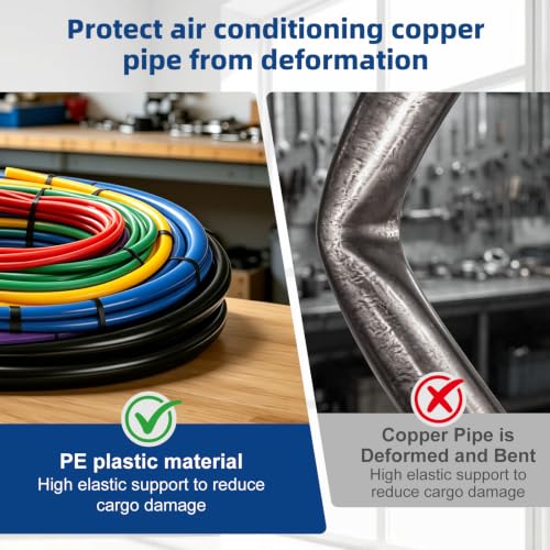 Image of Tnisesm 6 Pcs Copper Pipe Bender Kit - 13ft PE Tubing Bender Strips, Air Bender for 1 /4 inch 3 /8 inch 1 /2 inch 5 /8 inch 3 /4 inch 7 /8 inch Air Conditioning Copper Pipes, Pipe Bender for Mini Split & HVAC Line Set