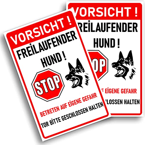 Warnschild Achtung Hund - Gelbes Hinweisschild 25x15cm UV-beständig