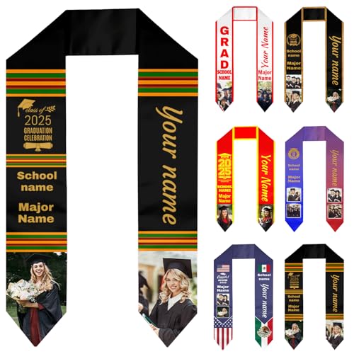 Generic Personalized Graduation Stole for Graduation 2024 2025 Custom Graduation Stole Class of 2024 with Photo, Name, School Name, Triangle Style-6
