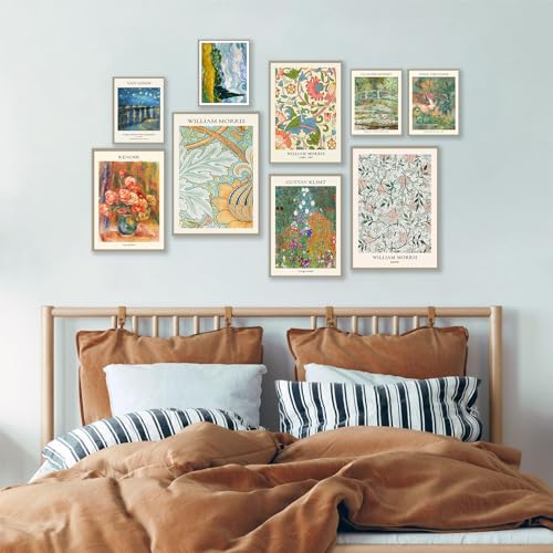 Vintage Eclectic Wall Art Prints Set of 9, Abstract Eclectic Wall Decor Matisse William Morris Van Gogh Monet Maximalist Famous Artist Painting Pictures, Trendy Maximalism Poster for Aesthetic - Image 3