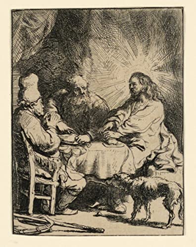 Christ à Emmaus Rembrandt toile 58x90cm pour décoration salon
