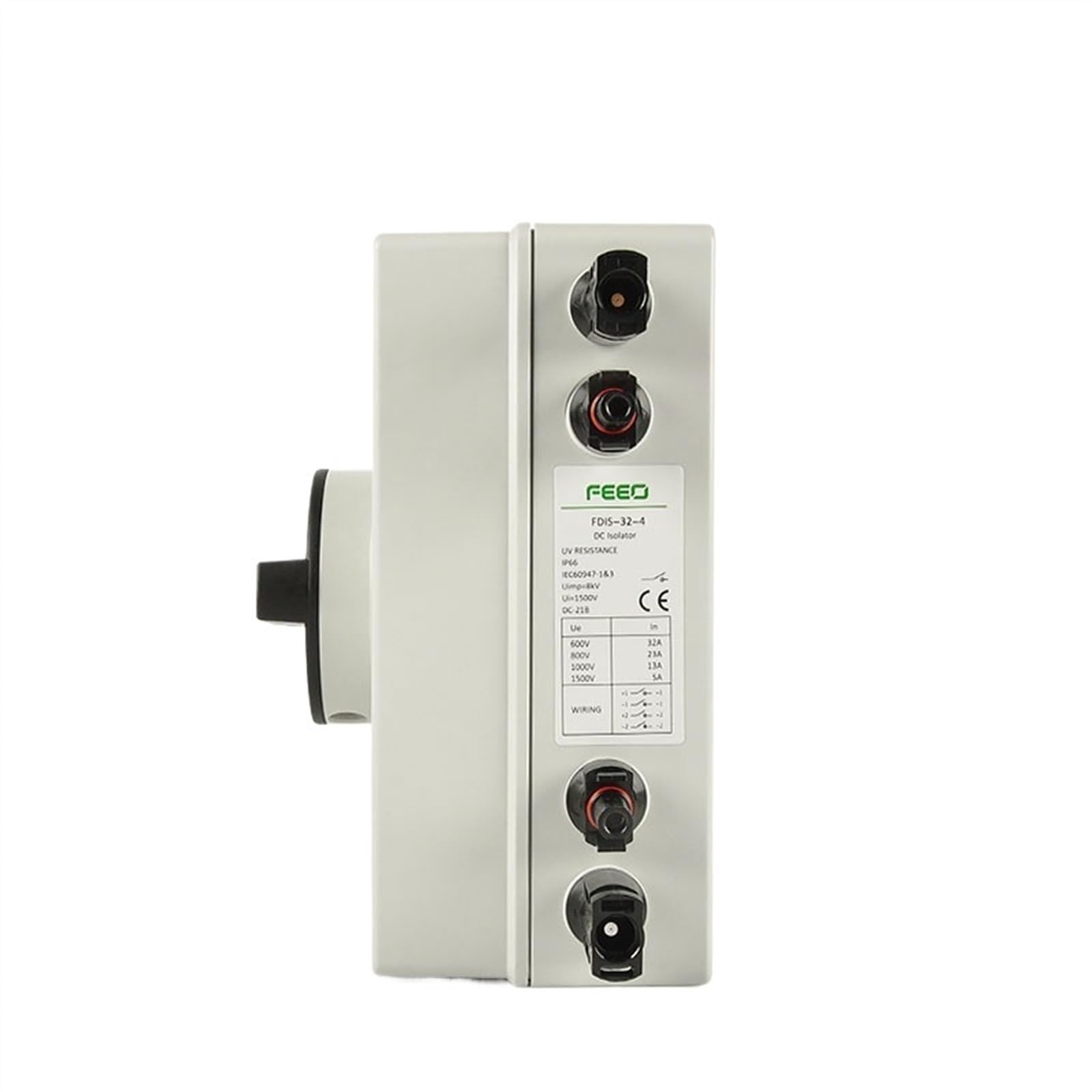Interruttore Sezionatore Rotativo DC 1200V 32A - Isolatore Per Impianti Fotovoltaici, Con Blocco, Conforme CE
