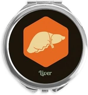 Body Organs Liver Orange Hand Compact Mirror Round Portable Pocket Glass