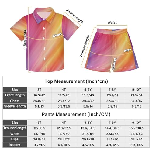 Boccsty Colorful Bright Orange Pink Gradient Boy Summer Shorts Sets Hawaiian Toddler Boys T-Shirt & Pants 2 Pcs 3T3