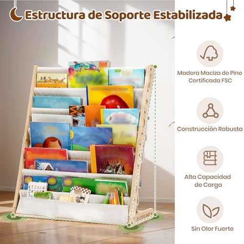 Variante de COSYLAND libreria montessori Natural Grande 6 niveles 63×30×76 cm