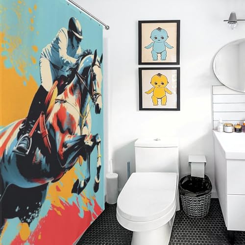 Rideau douche lavable et imperméable motif cheval tissu polyester