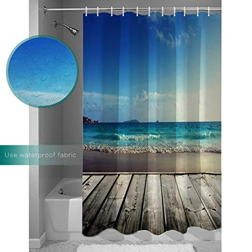 Shower Curtain 36"Wx72"H Shower Curtain Liner, Ocean Beach Beautiful Blue Clouds Coast Shower Curtains For Bathroom, Showers Stall, Camper & Clawfoot Tub, Waterproof Polyester Shower Curtain Set #TOP2