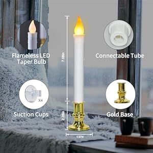 Battery Operated Window Candles with Timer, Led Flameless Candles with Realistic Flickering Flame Effect for Christmas, Seasonal or Everyday Decor - 4 Pack Battery Operated Window Candles with Timer Led Flameless Candles with Realistic Flickering Flame Effect for Christmas Seasonal or Everyday Decor 4 Pack