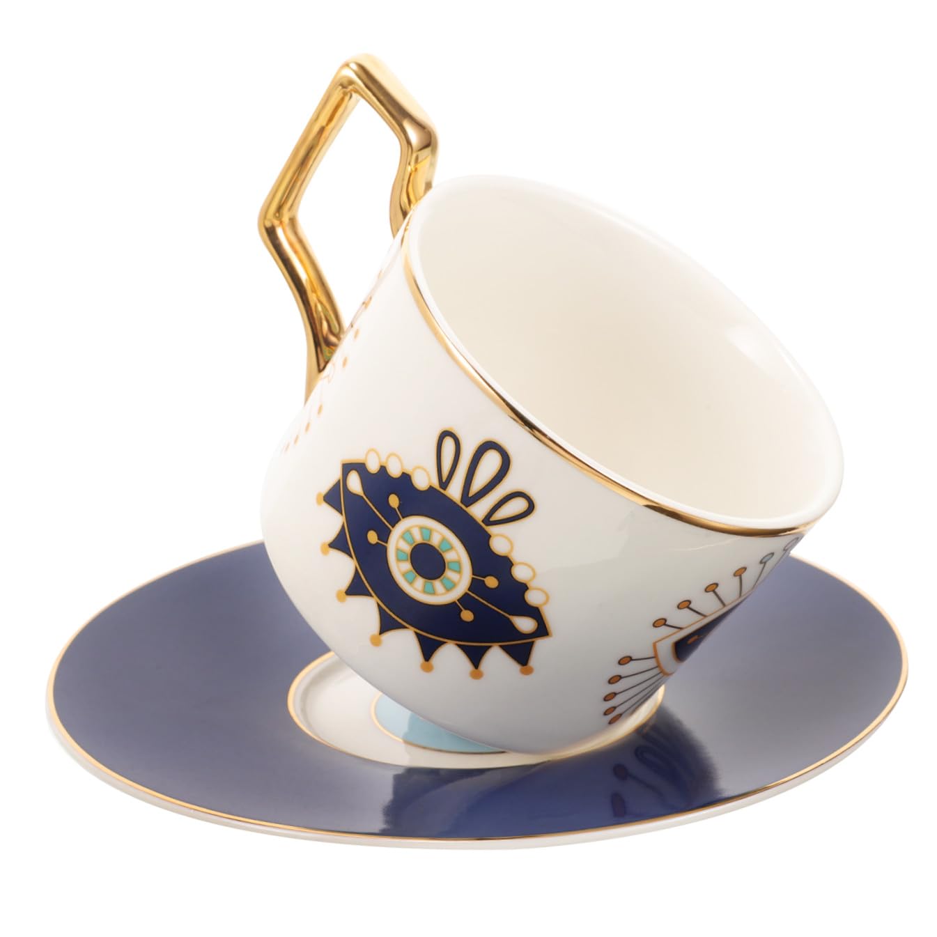 Set Di Tazze Da Caffè in Ceramica Con Occhio Diabolico E Manico Tazza Da Tè in Ceramica Con Piattino Design Elegante Per Casa E Ufficio