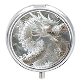 Travel Pill Box Pill Case White Dragon Style Portable Pill Container Small Pill Box Pill Organizer Pocket Medicine Box Daily Pill Boxes Mini Pill Organizer