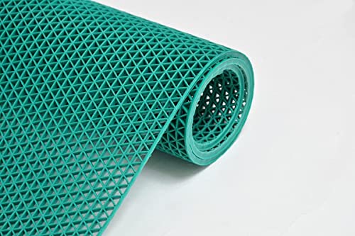 Image of Anti Skid Mud Dirt Trapper Anti Skid Waterproof PVC Rubber Bath Mat ForBathroom /Shower /Rain /Swimming Pool||16x24 Inch, Aqua