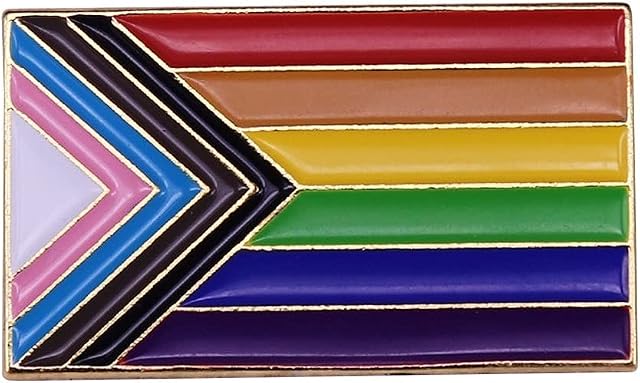 AOTEMAN Progress Pride Flag LGBTQ Lapel Pin - LGBT Ally Badge Equality Gay Lesbian Bisexual Transgender Supports Rainbow Brooch