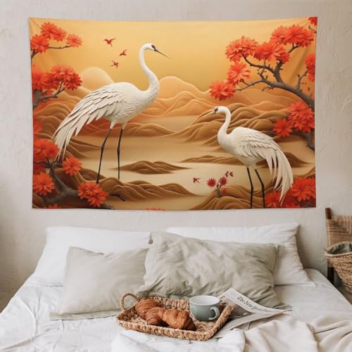 Tenture murale grue blanche grand tapis mural esthétique 150x230