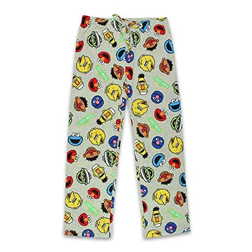 Sesame Street Elmo Cookie Monster Junior Women's Pajama Pants (Small, Gray)